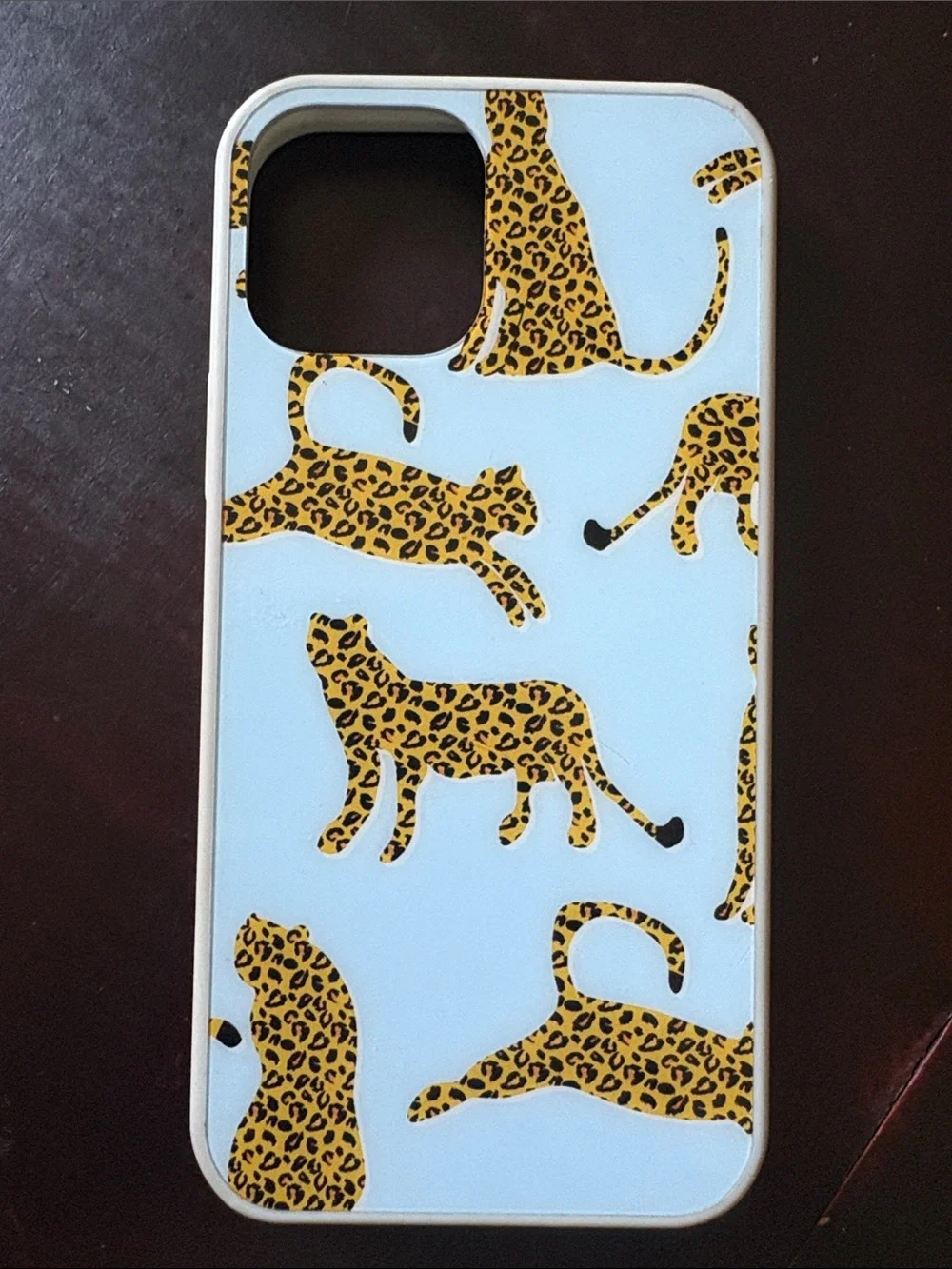 Leopard Print Blue iPhone 12 Case - Stylish Protective Cover
